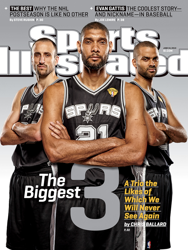 A 2013 SI cover with the Spurs "Big Three." (Photo by Robert Seale)